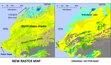 Comparison of new raster map with original vector CAVM spatial resolution