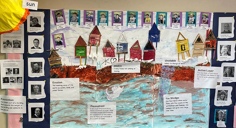 Permafrost unit bulletin board. Credit Dianne Shirrell, Kali School